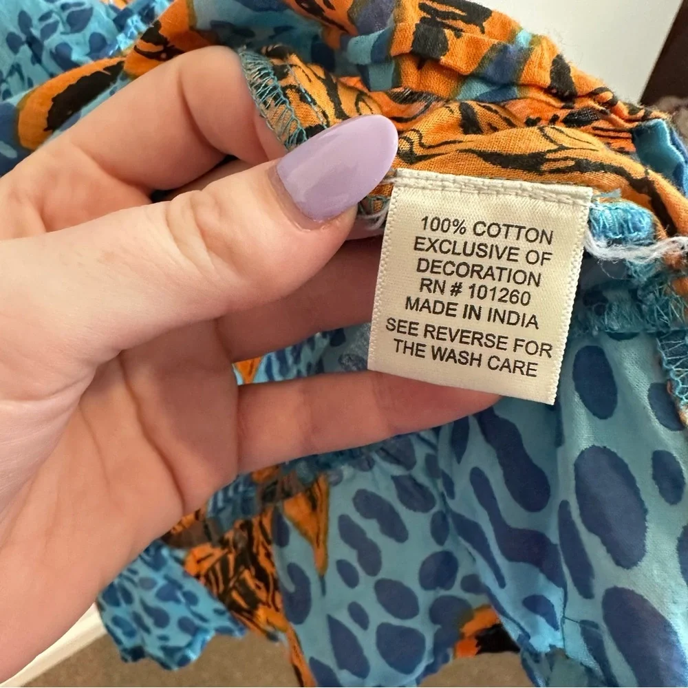 True Destinations Cheetah Palm Tree Print Bohemian Mini Dress Size Large - Picture 5 of 7